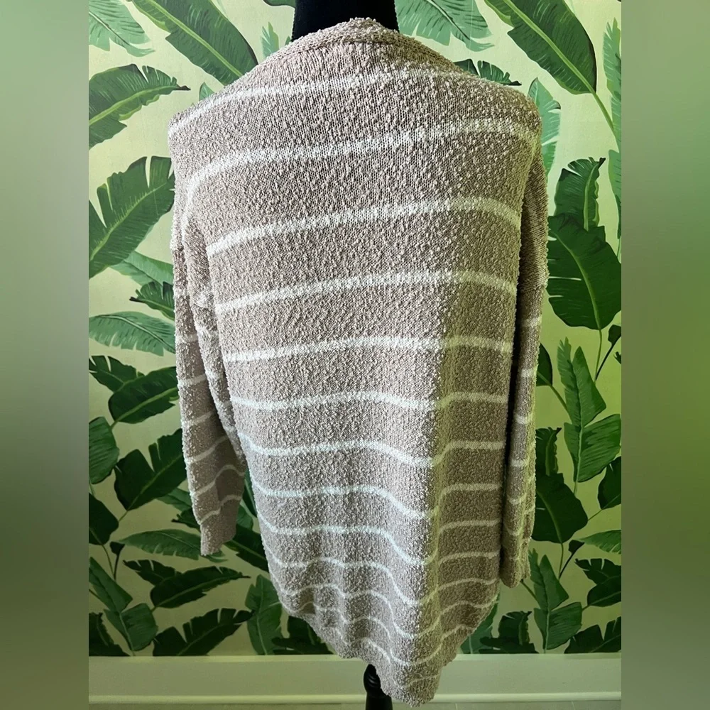 Debut Womens Brown‎ Cream Striped Cardigan Sweater Long Length Medium